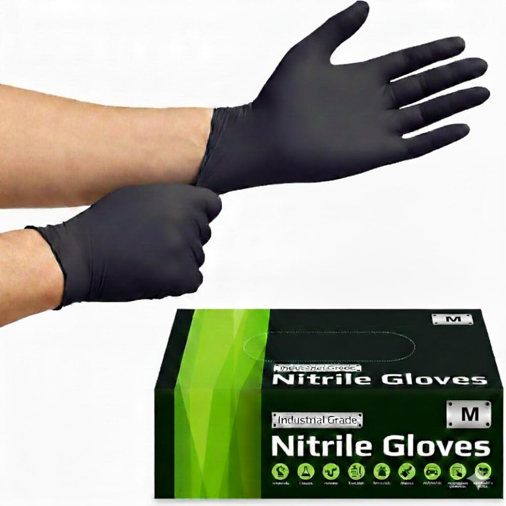 Primeone Black Nitrile Disposable Gloves Â Medical Grade, Food Safe, Latex-Free & Powder-Free Â Heavy Duty Exam Gloves For Mechanics, Cleaning, & 5005883494088