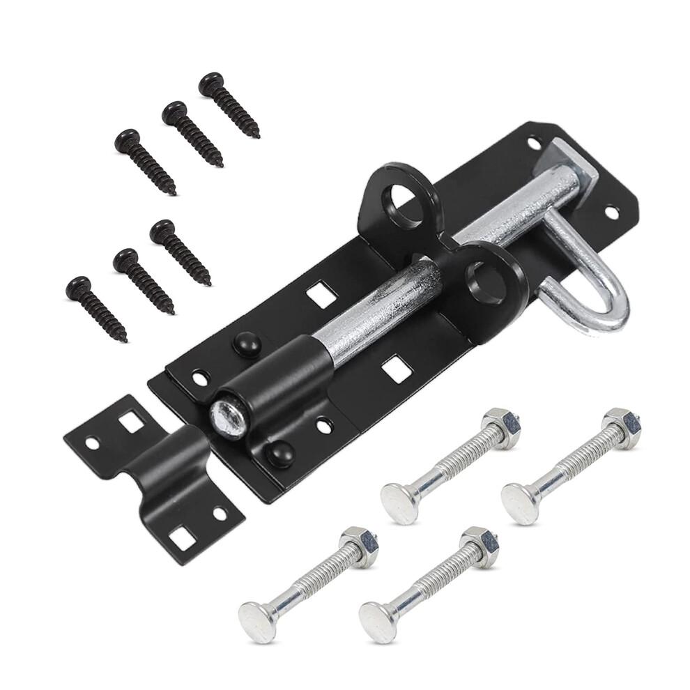Zavia Brenton Bolt Door Lock | 6" (152Mm) Black Powder Coated Gate Bolts For Wooden Gates | Strong Sliding Bolt Lock For Garden, Shed, Barn & Storage 5005281432200