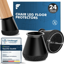 24 Pcs Chair Leg Floor Protectors, Black Silicone Chair Leg Caps with 360 wrapped felt pad for Hardwood Floors, Floor Protectors for Furniture Legs,