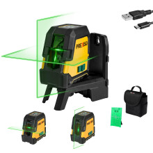 PREXISO 30 m Laser Level, Rechargeable Self Leveling Cross Line Green, Horizontal and Vertical Line Laser Level with Magnetic Holder, for Constructio