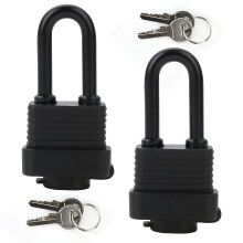 Padlocks with Keys Outdoor, 2 Pack 30mm Weatherproof Heavy Duty Long Shackle Pad Locks Laminated Steel with Waterproof Cover Anticut for Shed Garden