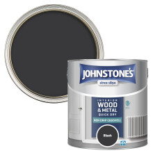 Johnstone's - Quick Dry & Nondrip Eggshell Paint for Wood & Metal - Black | Interior | Low Odour, Water-Based Formula, Dry in 1-2 Hours | 12m2 Covera