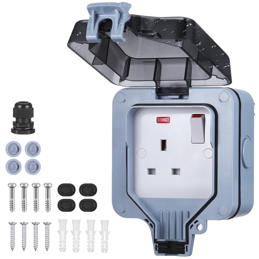 Photos - Other Electrical Equipment JIZZU Outdoor Weatherproof Wall Plug Socket Box, IP66 Wall Electrical Outlet with Cover, 13A Single Outdoor Sockets Waterpro