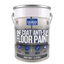 SIRAMICO COATINGS One Coat Anti-Slip Floor Paint | 5 Litres | 5 Modern Colours I Waterbased, Quick Drying Formula | White, Black, Greys (Dark Grey, 5