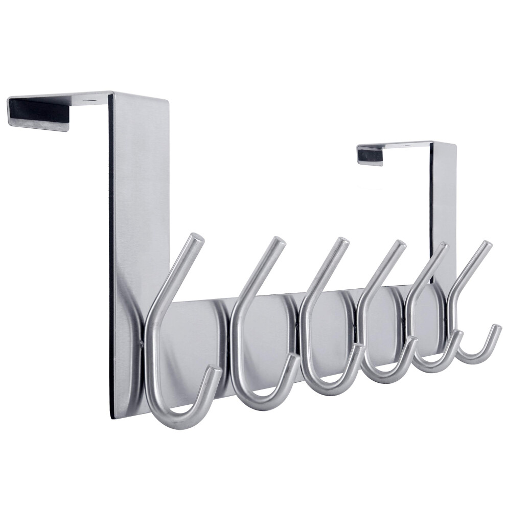 Webi Over The Door Hook Over Door Hanger Coat Rack,Over The Door Towel Rack Hanger With 6 Hooks For Hanging Coats,Clothes,Back Of Bathroom,Silver 5003903824372