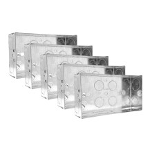 Evoges Double Metal Back Box, 35mm, 2 Gang, 1.0mm Thickness for Electrical Sockets Switches, BS4662 Standard, 20mm & 25mm Knockouts, Adjustable Lug,