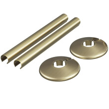 Corso Bathrooms Brushed Brass Radiator Pipe Covers and Collars, 15mm, 200mm Length, 2 Pack