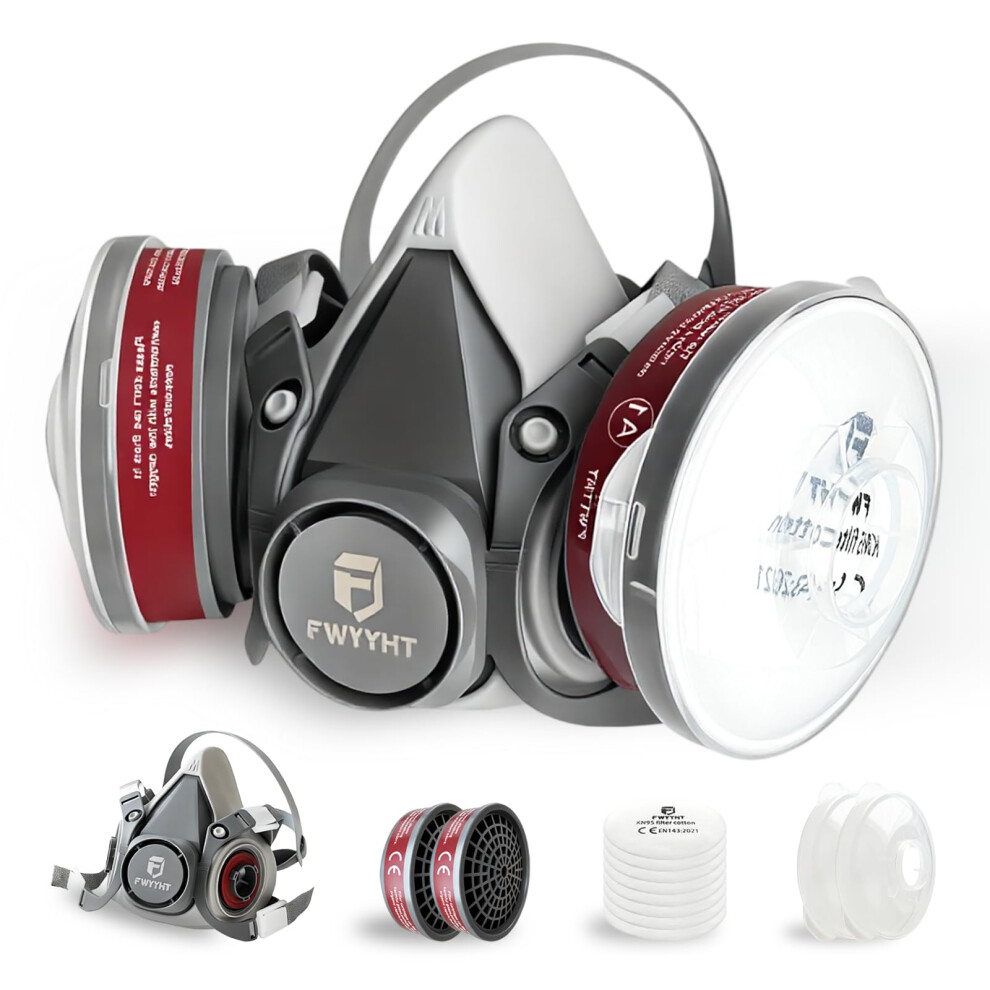 Reusable Respirator Mask With Round Filter, Half Face Dust Mask Against Paint, Gases,Chemicals, Particles, Gas Mask For Spray Painting, Resin, Diy, S 5006814979490