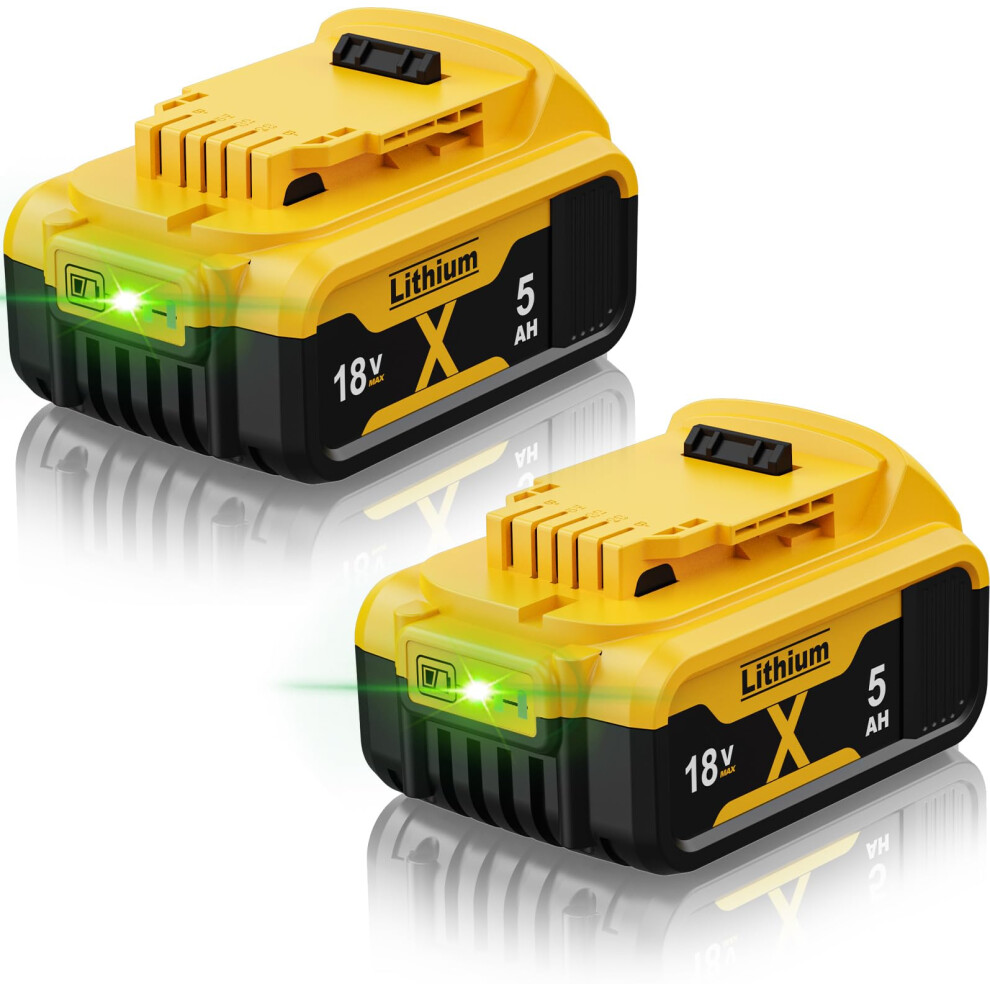2X 18V 5.0Ah/5000Mah Replacement For Dewalt Battery Compatible With Dewalt Battery 18V Xr Dcb182 Dcb184 Dcb200 Dcb101 Dcb107 Dcb105 Dcb112 Dcb115 Dcb 5001339657045