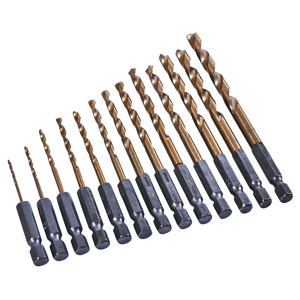 Photos - Bits / Sockets Amtech  13pc Titanium Nitride Coated HSS Drill Bit Set, smooth low-friction drilling in wood, plastic & metals, organised f 