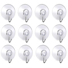 Navoys Pack of 12 40mm Suction Cup Hooks - Premium PVC Cups with Metal Hooks, Window Glass Suction Cups, Ideal for Bathrooms, Towels, Sponges, Wreath