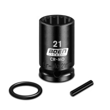 Mr.wintek 21mm Scaffolding Impact Socket 1/2" Drive with Retaining Pin & O-Ring, 12 Point Design, CR-MO Steel for Scaffolding Coupler, Pipe Clamps, H