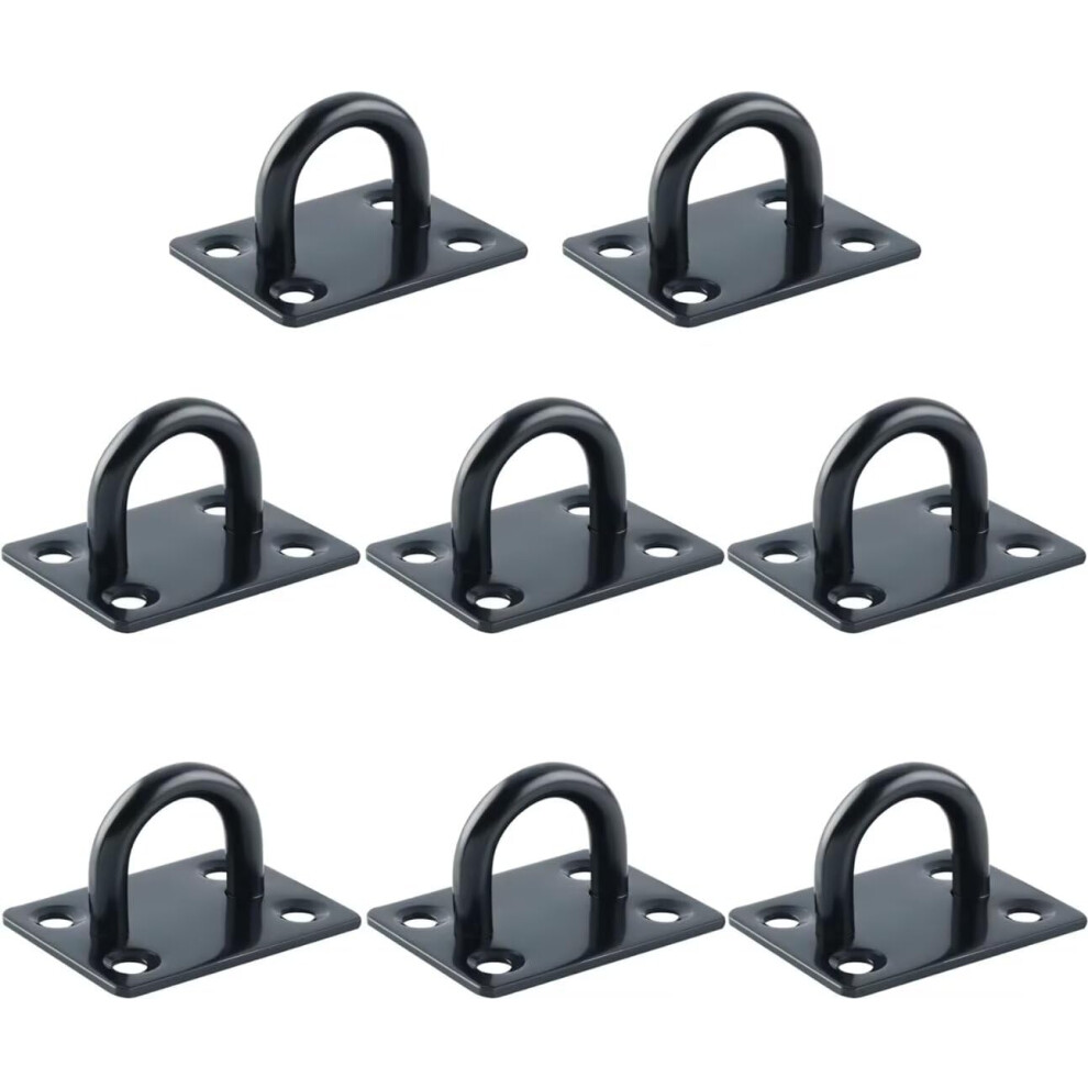 Mooche 8Pcs M6 Pad Eye Plate Suspension Ceiling Hook, Stainless Steel Black Heavy Duty U Shape Staple Ring Loop With Screws For Wall Ceiling Hanging 5005594516772