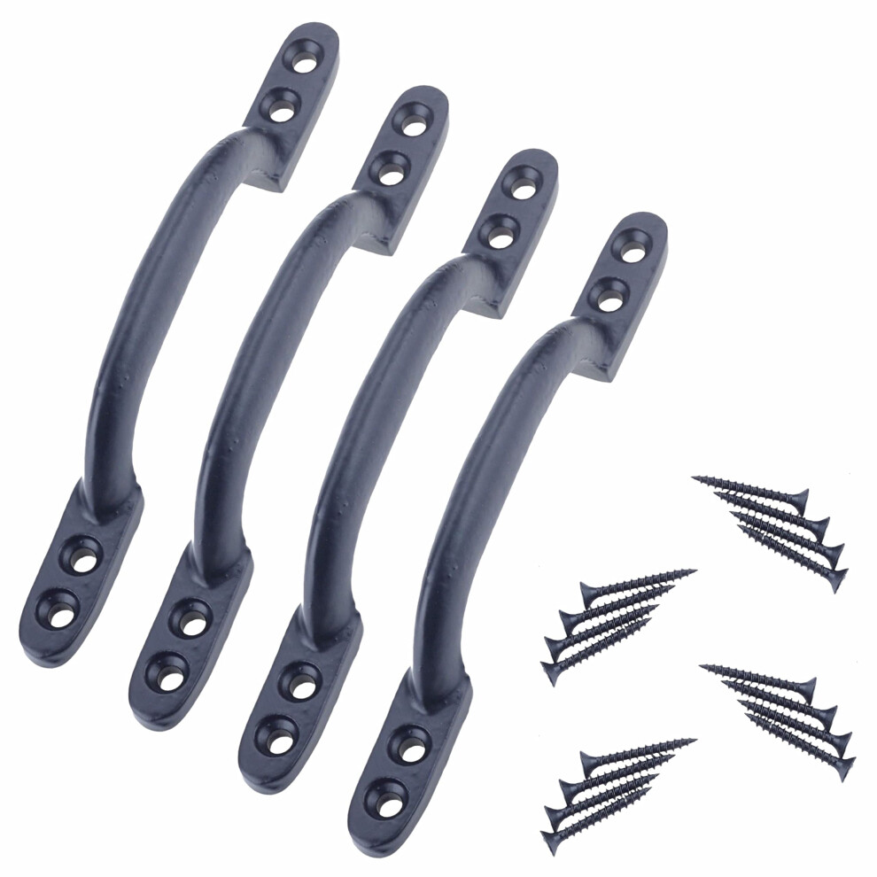 Sul Black Cast Iron Hot Bed Handles With Screw For Indoor Or Outdoor Use, Black Japanned D Handle Gate Handle For Garden Gates, Shed Doors - 150Mm Ho 5008230145596