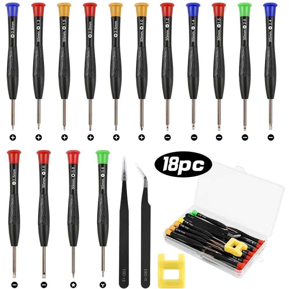 Flintronic Glasses Screwdriver, 18Pcs Precision Micro Repair Screwdriver Set With 2Pcs Tweezers + Magnetizer, Mini Screwdriver Kit For Spectacle Ps4 5008588786823