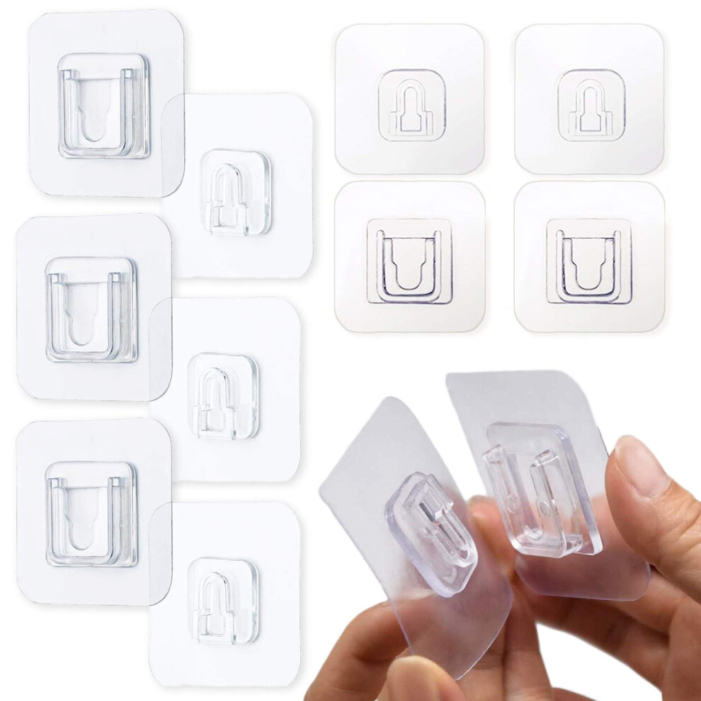 16 Pairs Double-Sided Adhesive Wall Hooks, Waterproof And Oilproof Reusable Seamless Hooks Without Punching And Nails Heavy Duty Self-Adhesive Wall H 5003719994955