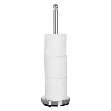 Premier Housewares Chrome Toilet Roll Holder Free Standing Multi Rolls Tall Toilet Roll Stand Wide Base Toilet Paper Holder for Washroom Loo Roll Hol