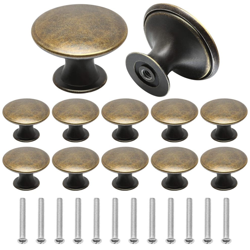 Juibao 12 Pcs Cabinet Door Knobs, Bronze Drawer Knob, Antique Brass Door Knobs With Matching Screws For Cupboard, Cabinet, Drawer 5003103964939