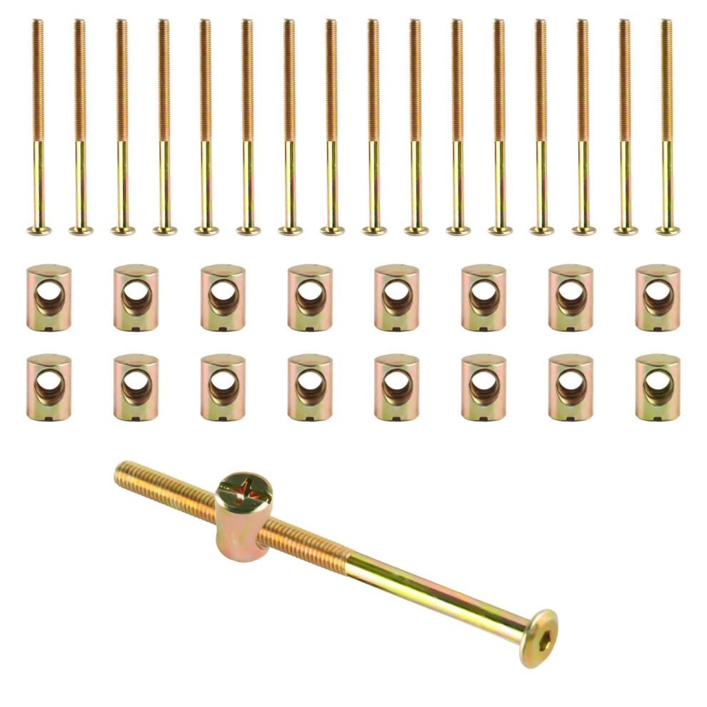16 Pcs M6 Bolts And Nuts Set, Furniture Bolt And Nut Set, Bed Bolts, Hex Socket Head Cap Screws And Barrel Nuts For Cots Crib Headboard Screws Furnit 5008093639546