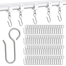 80 Pcs Metal Curtain Hooks Silver, S Shaped Curtain Hooks, Curtaines Track Hook for Heavy Curtains, Ceiling and Drape Track