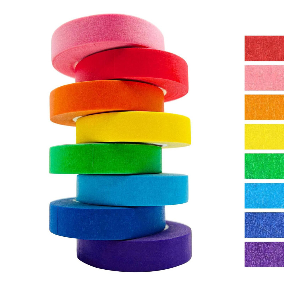 Ombrisa Coloured Masking Tape 8 Rolls, Rainbow Tape 1.5Cm X 13M, Masking Tape Painters Tape, Colorful Craft Art Paper Tape For Kids Labeling Arts Cra 5002274906557
