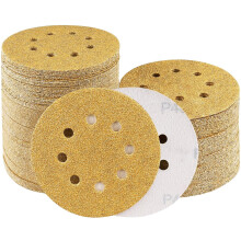100 Pcs 125mm Sanding Discs, 40 Grit Nylon Adhesive Sanding Pads 5 Inch 8 Hole Hook and Loop Sanding Disc for Orbital Sander