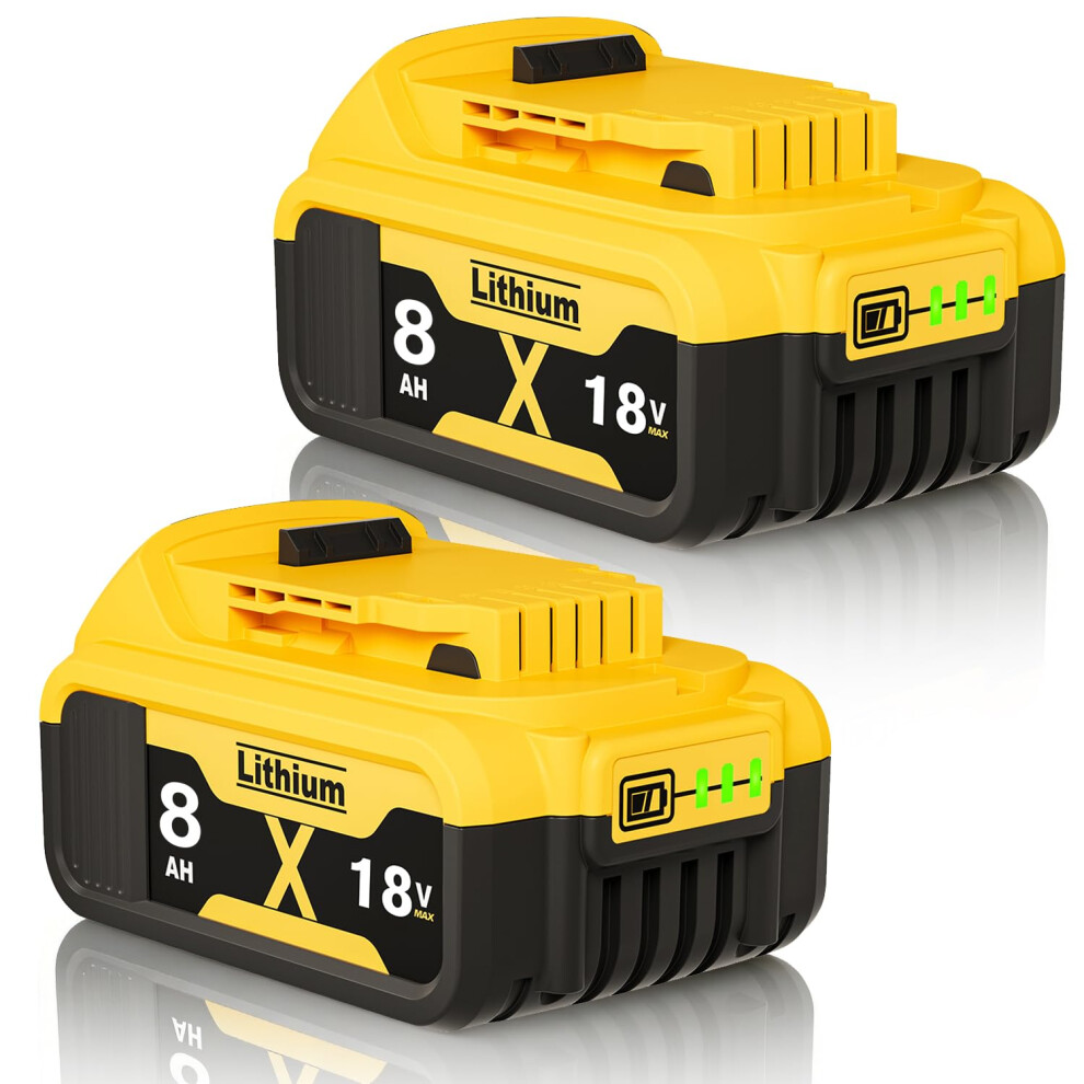 2Pack 8.0Ah Replacement For Dewalt 18V Battery Dcb184 Dcb200 Dcb180 Dcb182 Dcb181 Dcb201 Dcb204 Dcb183 Dcb185 Dcb203 Compatible With 18V Dewalt Batte 5003535131732