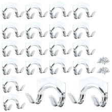ASelected 20 PCS Metal Tool Hooks for Shed, Garage Storage Hooks with Screws, Garden Shed Hooks Heavy Duty, Garage Shed Wall Tool Hangers - Silver