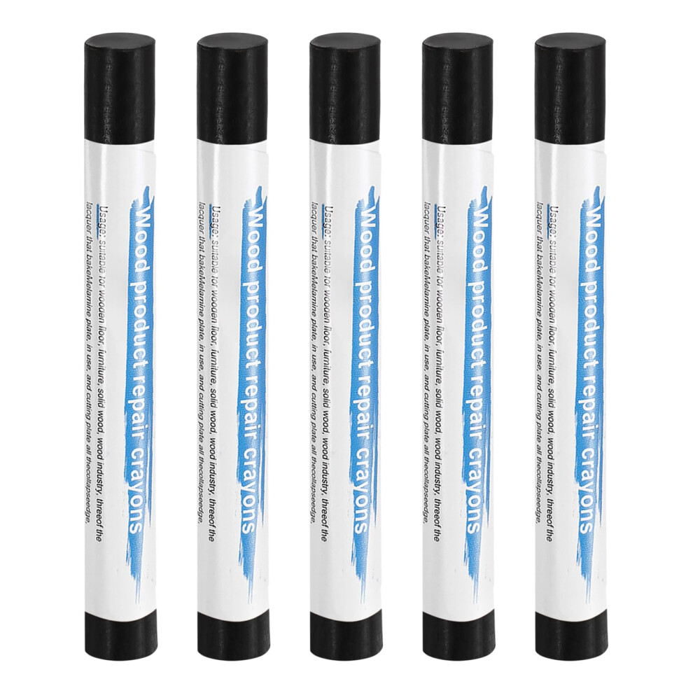 Sourcing Map 5Pcs Wood Filler Sticks Wooden Wax Touch Up Furniture Repair Crayons For Scratch Hole Wood, Black 5006916454031