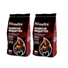 Homefiire BBQ Briquette 4kg (Pack of 2) | Long-Burning BBQ Fuel | Consistent Heat for Grilling & Roasting | Easy to Light, Low Ash | Ideal for Garden