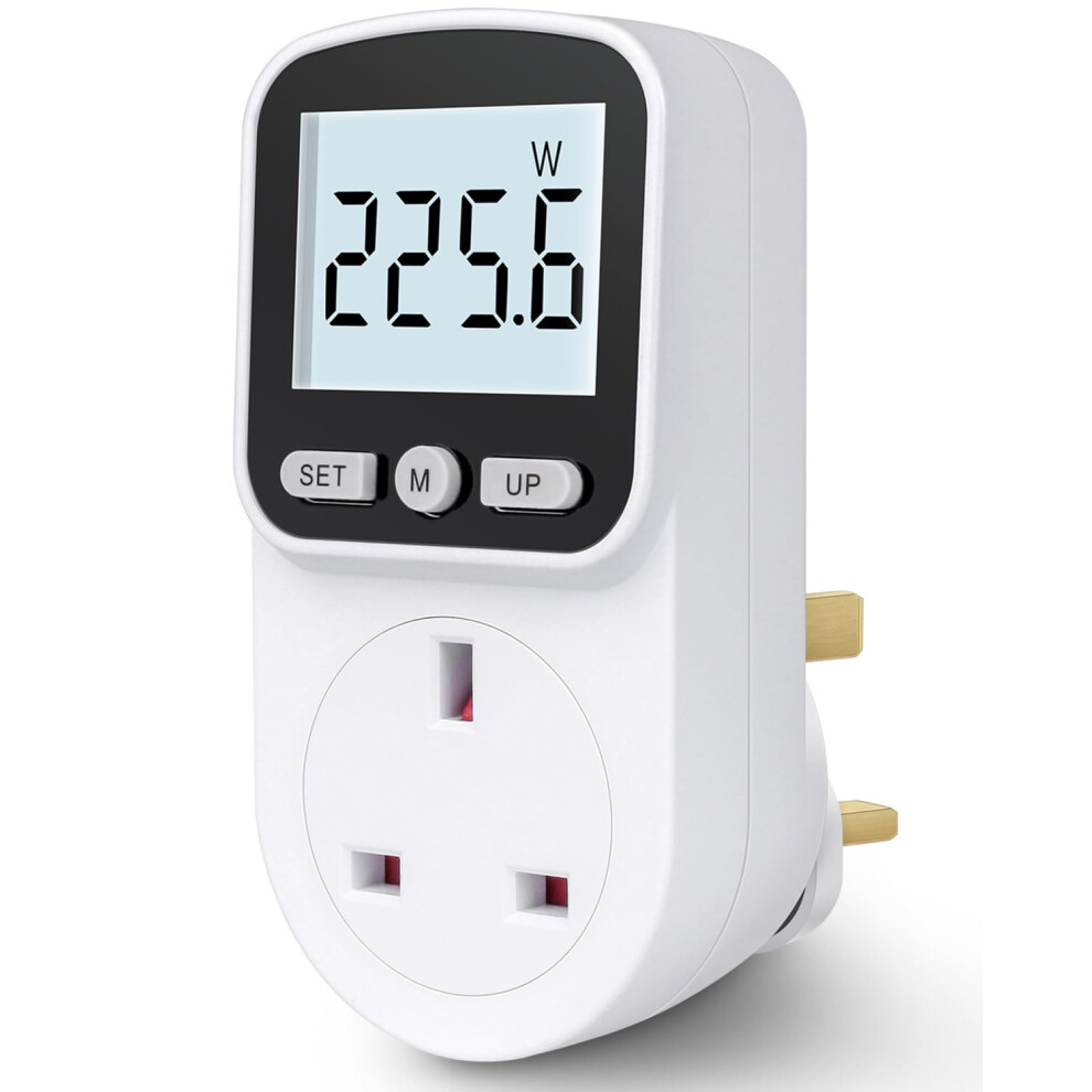 Electricity Usage Monitor Power Meter Plug Backlight Energy Monitor Plug Watt Meters 8 Modes, Uk Socket Power Monitors Large Lcd Display Consumption 5007550094645