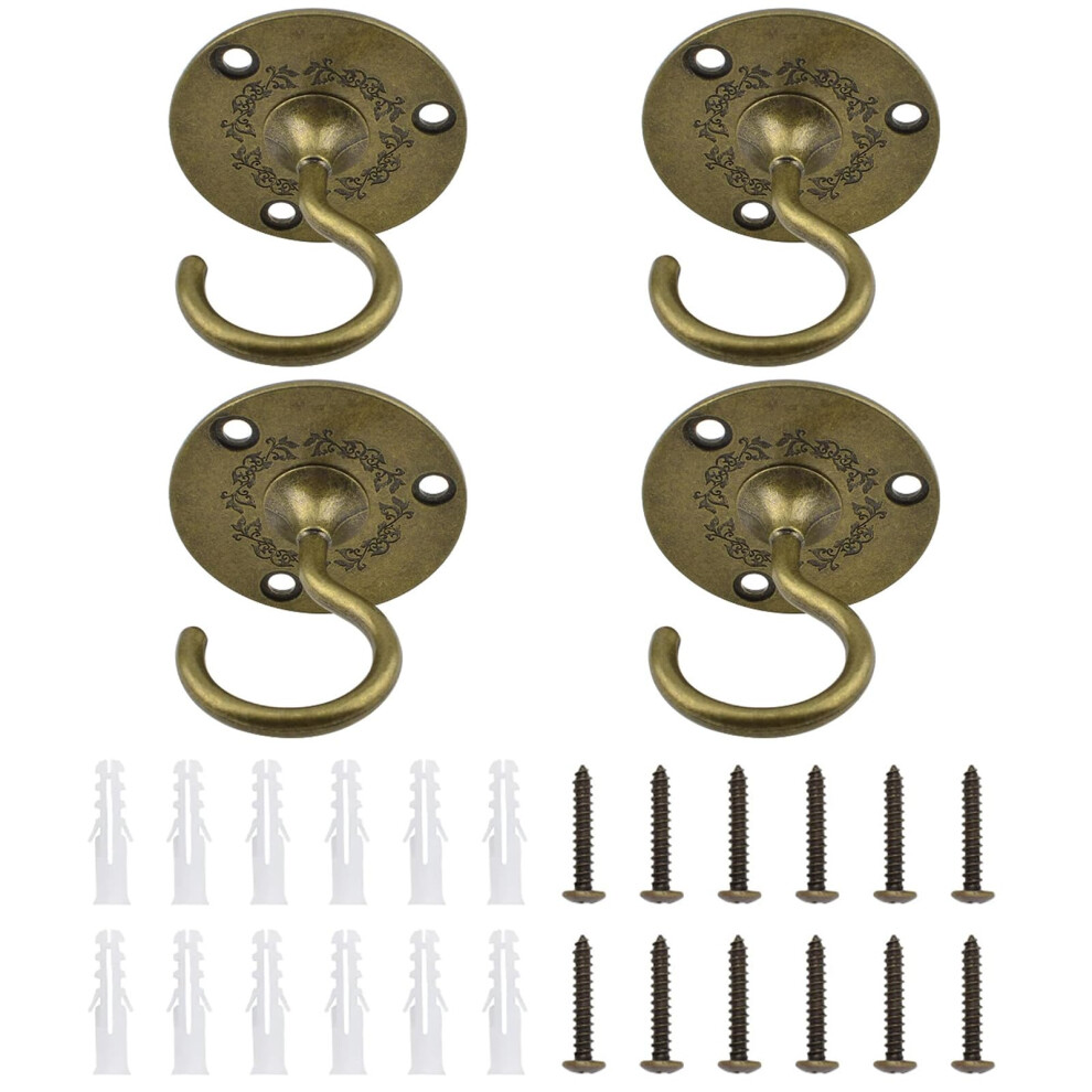 Increway Wall Mount Ceiling Hooks, 4Pcs Sturdy Hanging Chandelier Plate Hook Antique Screw In Ceiling Hook Ceiling Hooks For Hanging Plants(Antique) 5002729325902
