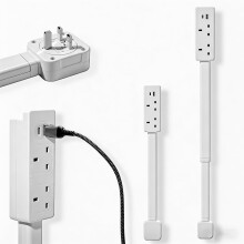 Electrical Outlet Extender Stick with USB-A, Type-C, and 3 AC outlets. Extends 47-67cm. Rotates 180 to access hard-to-reach outlets. Use behind Nigh