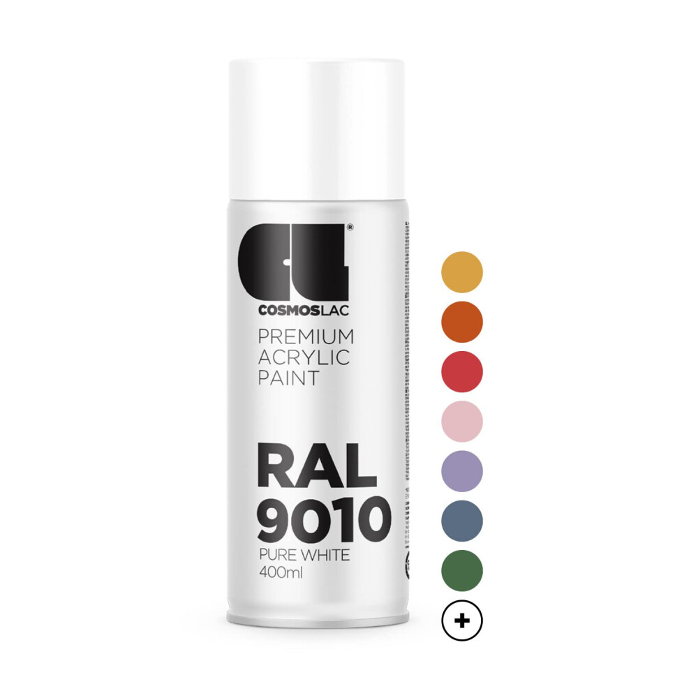 Cosmos Lac Acrylic Paint Spray Can In Many Ral Colours, 400 Ml Spray Can Perfect For Diy, Upcycling And Other Painting Work Ral 9010 Gloss White N300 5000006042603