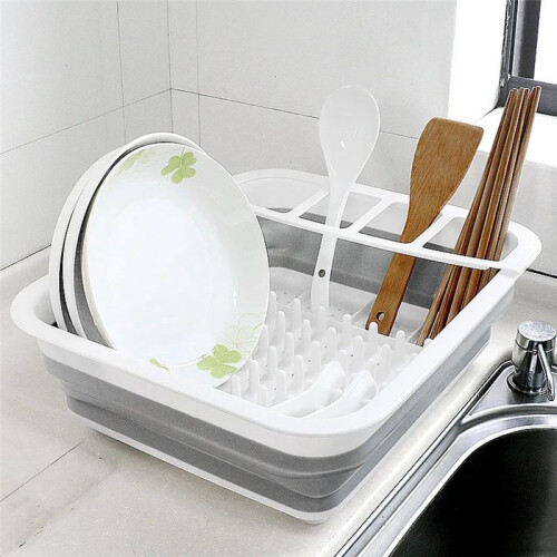 Kitchen Foldable Dish Rack Storage Water Leakage Plastic Tableware Bowl Dinnerware Drain Bowl Tray Home Drying Rack 2