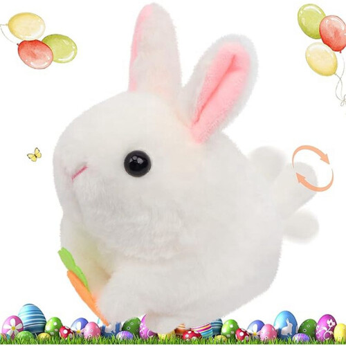 A Wagging Tail Rabbit Wind- Plush Toys,Clockwork ,Wagging Tail Rotating Interactive Toys Stuffed Plush Toy 1