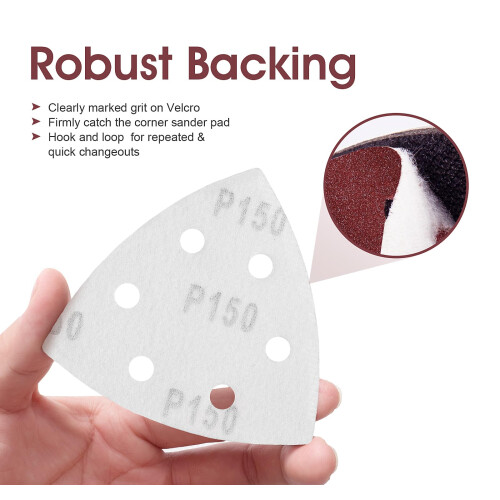 SATC 60 PCS 93mm DeltaTriangle Sanding Sheets 150 Grit Detail Sander P 2
