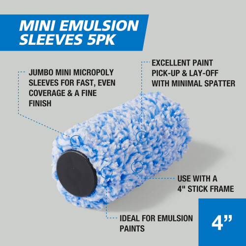 Harris Harris Trade Jumbo Mini Roller Set Replacement Sleeves, Pack of 5 1