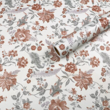 Film Adhésif Meuble et Mur Vintage 40x300cm Blanc à Motifs Fleurs Roses - Revêtement Autocollant Imperméable en PVC et