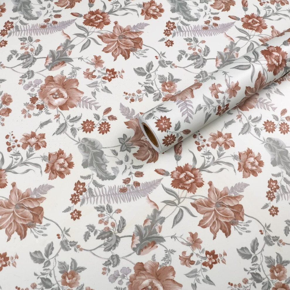 Self-Adhesive Vinyl Wallpaper Film For Furniture Walls Vintage 40X300cm White With Flowers Â Self Adhesive Vinyl Film, Vintage Flower Wallpaper 5902362838428