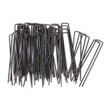 100X 6 inch U Pins Metal Garden Pegs Weed Membrane Staples Grass Pegs Securing Membrane Hooks