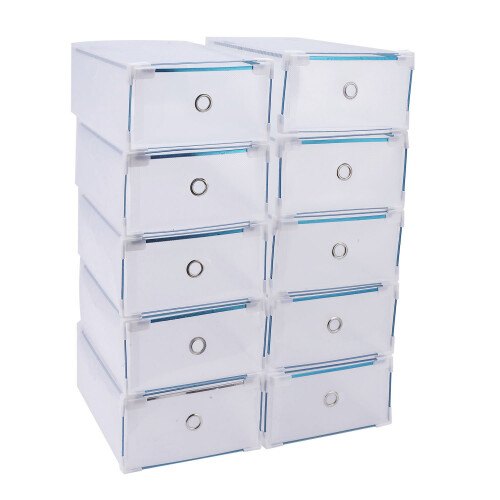 10PCS Plastic Shoe Storage Boxes Drawer Stackable Foldable Durable Organiser