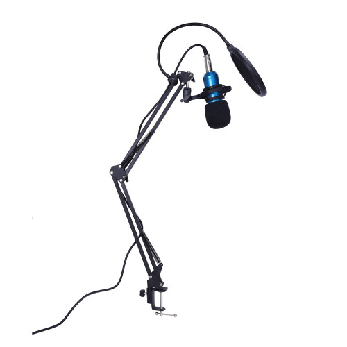Condenser Microphone Mic Kit Live Studio Sound Recording Mount Boom Stand  silver