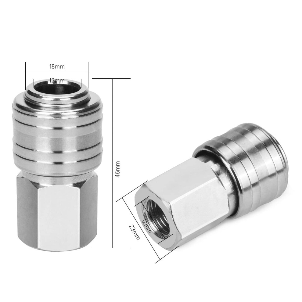 Sukudon 10 Pcs Air Line Connectors Euro Airline Hose Compressor Fittings 1/4" Bsp Air Coupler And Plug Kit Couplings Connector Male Female 5009321148373