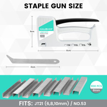 HAUSHOF Upholstery Staple Gun Kit Type 53 Light Duty Stapler with 800 Staples and Staple Remover for Wood Fabric DIY and Home Decoration