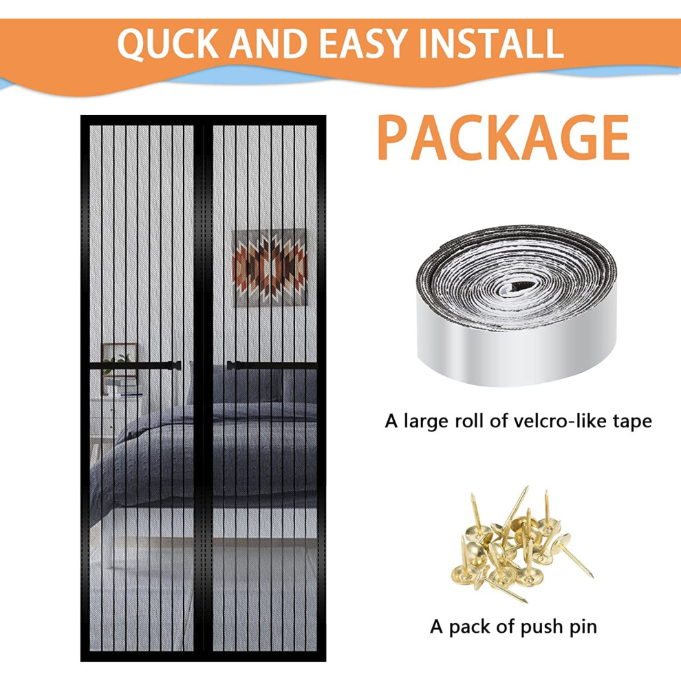 Magnetic Fly Screen Door 110 * 220Cm, Heavy Duty Bug Mesh Curtain With Powerful Magnets,Keep Bugs Out Lets Fresh Air In 5005943409045