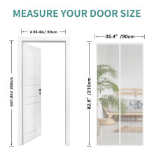 Magnetic Door Screen, SMALUCK Heavy Duty Fly Door Screen Mesh with Powerful Magnets, Durable Mesh Curtains Keeps Bugs Out, Frame Hook & Loop, Kid and