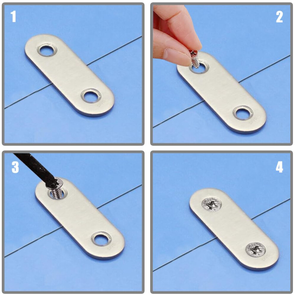 6 Pcs Flat Fixing Brackets, Flat Straight Brace Brackets, Flat Plate Bracket, Stainless Steel Straight Bracket, Connecting Plates, Flat Support Corne 5004150919224