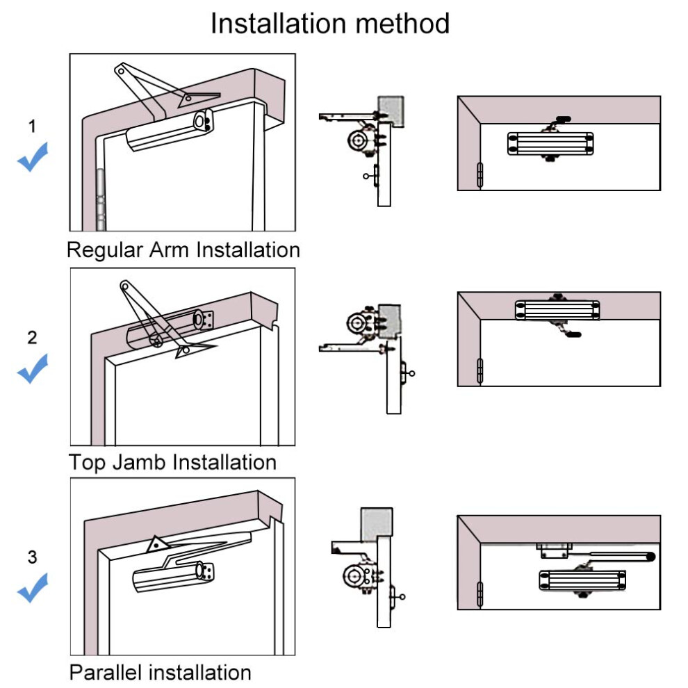 Photos - Door Closer Onarway Adjustable Automatic Size 2 Spring Hydraulic /Closure for Residential Home Use for 25~45Kg Door Easy to I