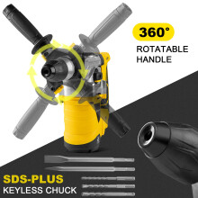 Enventor Hammer Drill, 1500W Heavy Duty Electric Rotary Hammer Drill, 360 Auxiliary Handle, SDS-Plus, for Concrete, Masonry, Brick, Steel, Wood